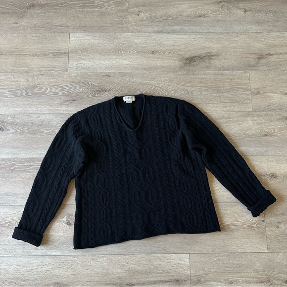 Vintage J. Crew 100% LambsWool Knit Sweater Black XL - Picture 8 of 8
